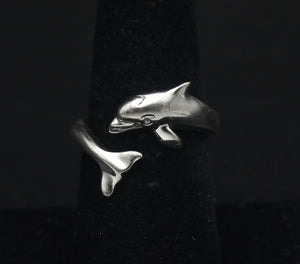 Wyland - Vintage Sterling Silver Dolphin Bypass Band - Size 6.75