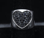 Yours by Loren - Vintage Sapphires Sterling Silver Heart Ring - Size 8