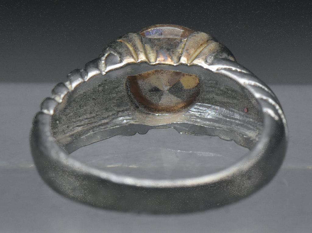 Vintage Sterling Silver Yellow CZ Ring - Size 7.75