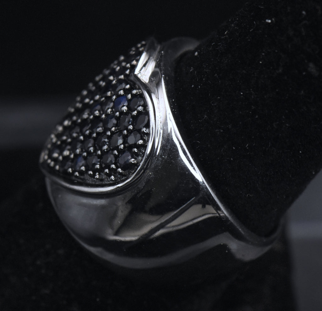 Yours by Loren - Vintage Sapphires Sterling Silver Heart Ring - Size 8