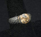 Vintage Sterling Silver Yellow CZ Ring - Size 7.75