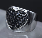 Yours by Loren - Vintage Sapphires Sterling Silver Heart Ring - Size 8