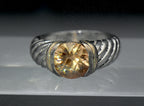 Vintage Sterling Silver Yellow CZ Ring - Size 7.75