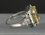 Vintage Yellow CZ Sterling Silver Halo Ring - Size 8