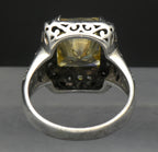 Vintage Yellow CZ Sterling Silver Halo Ring - Size 8