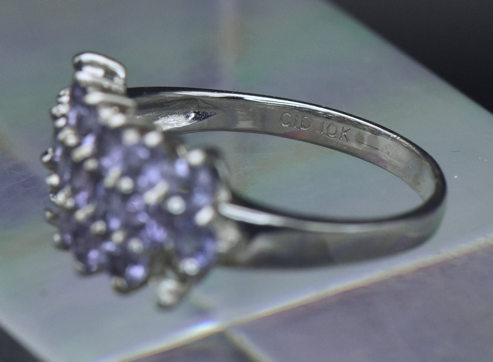 Clyde Duneier - Vintage 10K White Gold Tanzanite Ring - Size 8.75 MISSING STONES
