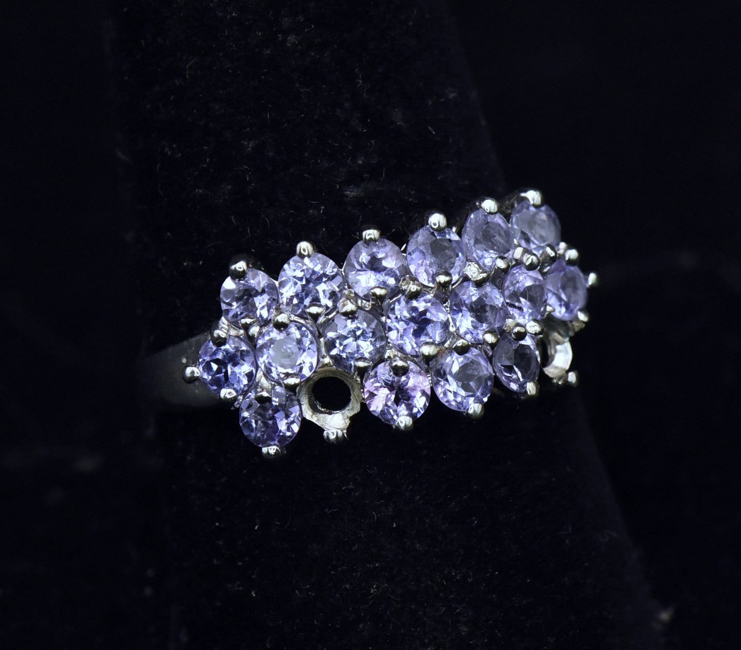 Clyde Duneier - Vintage 10K White Gold Tanzanite Ring - Size 8.75 MISSING STONES