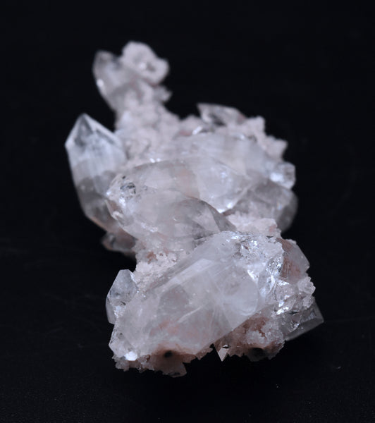 Apophylite Crystal Cluster on Ligh Pink Chalcedony Mineral Specimen - India