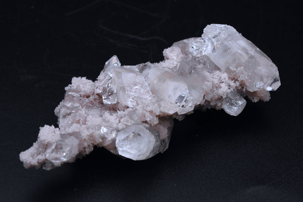 Apophylite Crystal Cluster on Ligh Pink Chalcedony Mineral Specimen - India