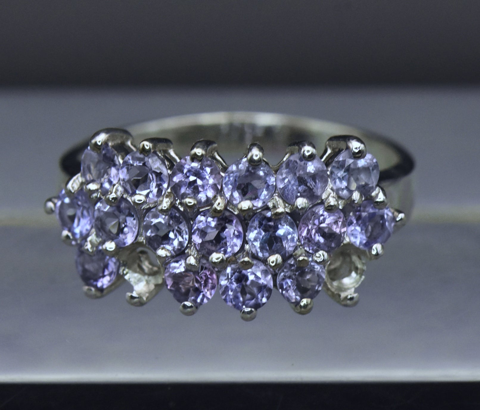 Clyde Duneier - Vintage 10K White Gold Tanzanite Ring - Size 8.75 MISSING STONES