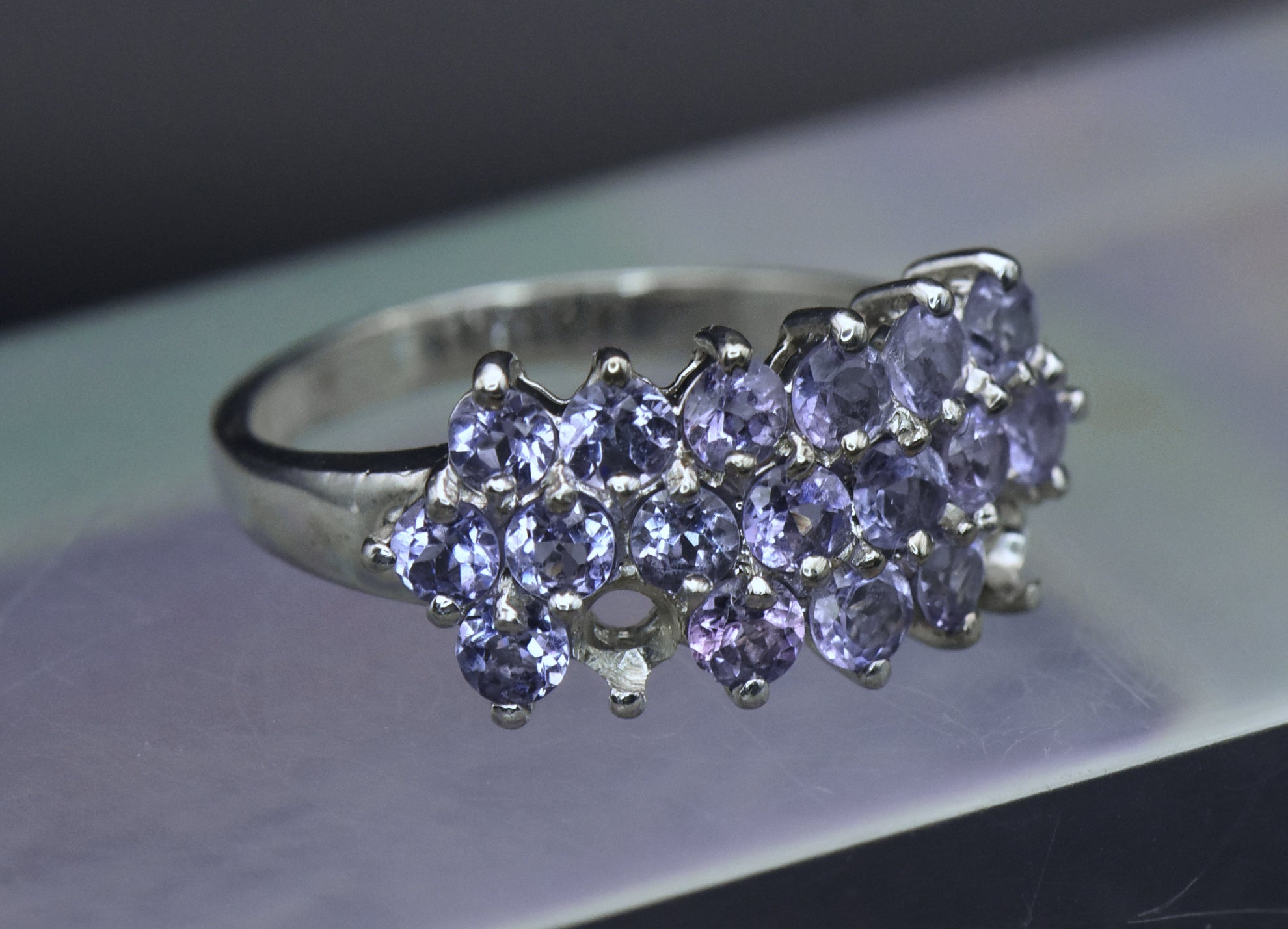 Clyde Duneier - Vintage 10K White Gold Tanzanite Ring - Size 8.75 MISSING STONES