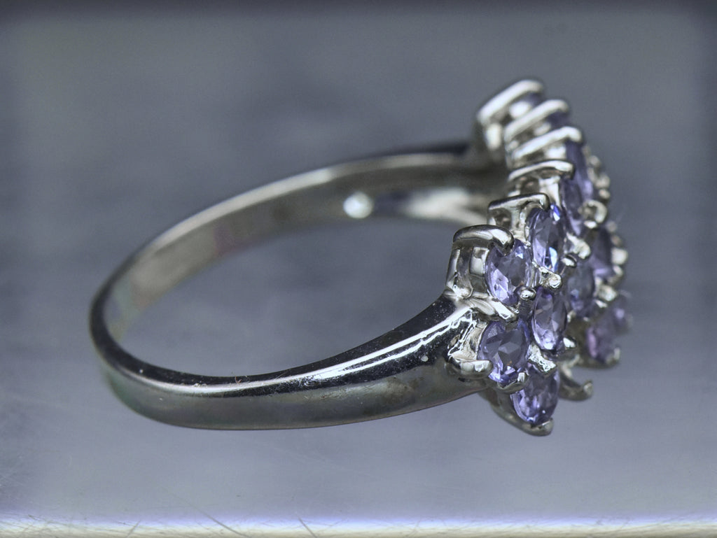 Clyde Duneier - Vintage 10K White Gold Tanzanite Ring - Size 8.75 MISSING STONES