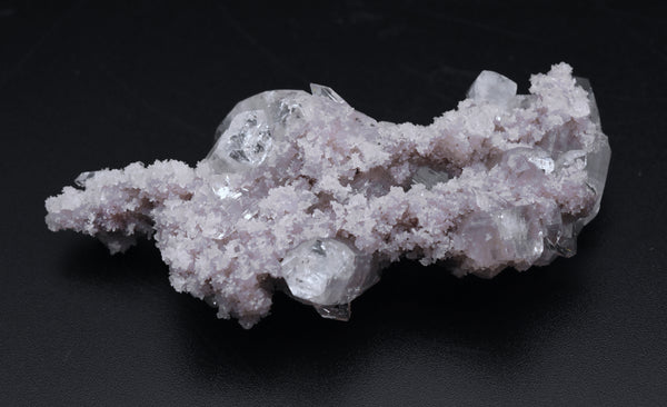 Apophylite Crystal Cluster on Ligh Pink Chalcedony Mineral Specimen - India