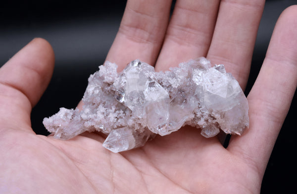 Apophylite Crystal Cluster on Ligh Pink Chalcedony Mineral Specimen - India