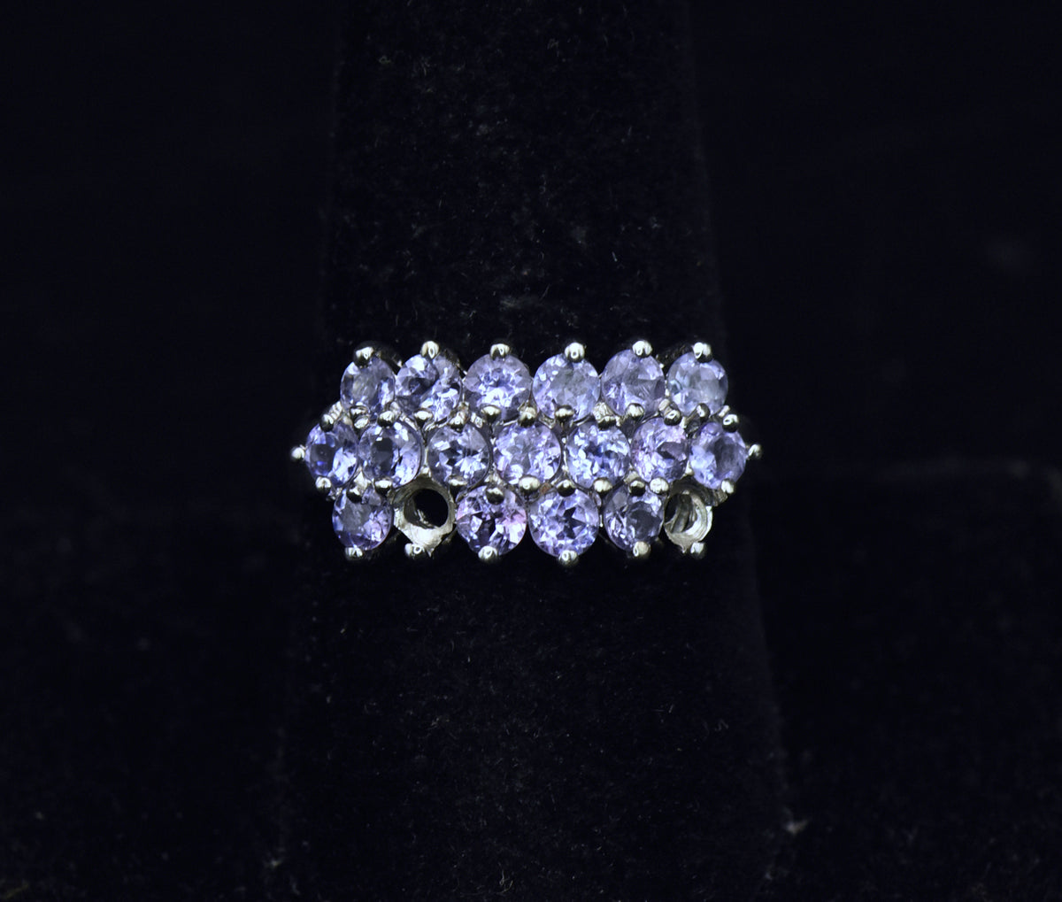 Clyde Duneier - Vintage 10K White Gold Tanzanite Ring - Size 8.75 MISSING STONES