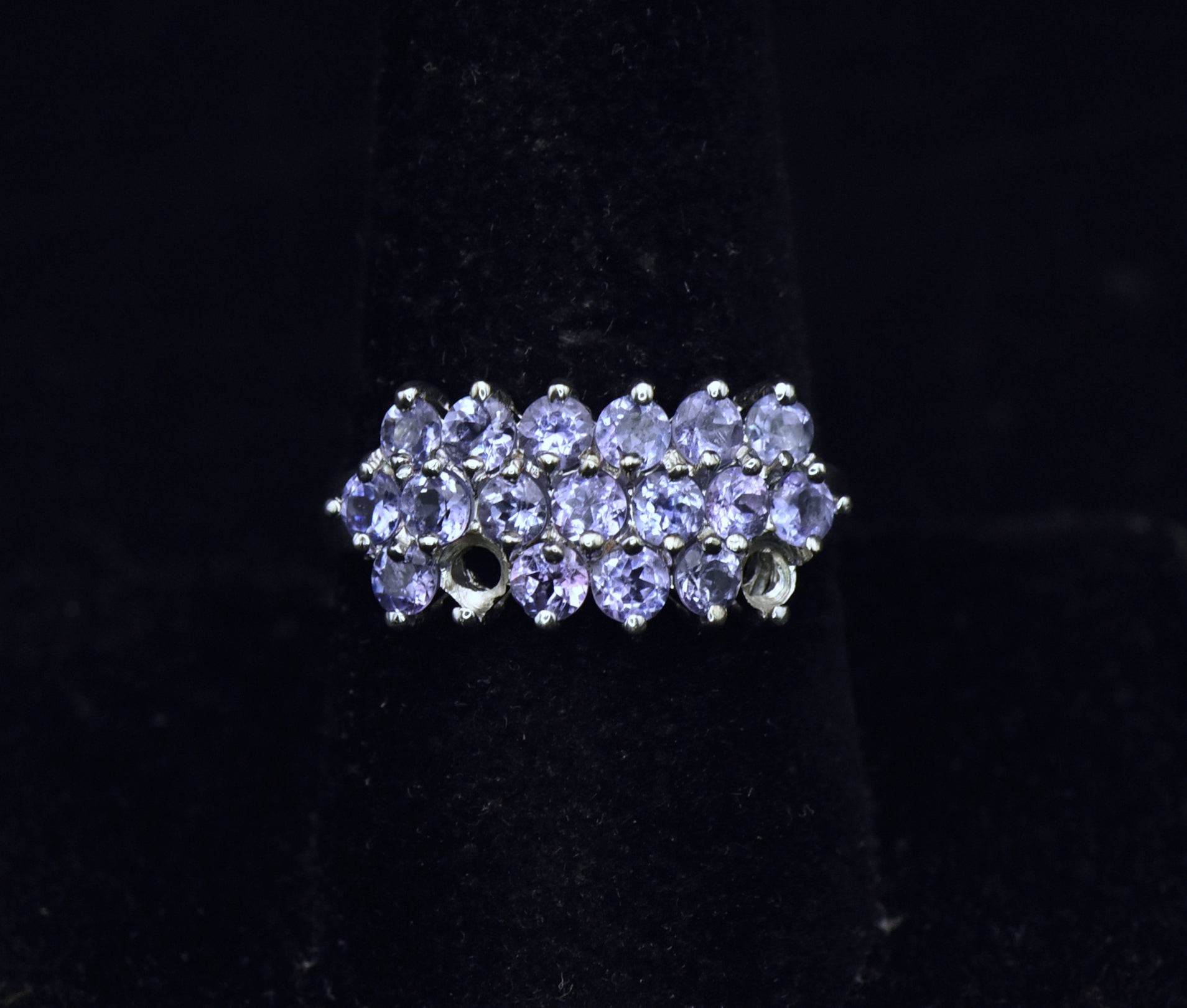 Clyde Duneier - Vintage 10K White Gold Tanzanite Ring - Size 8.75 MISSING STONES