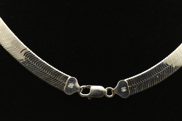 Milor - Vintage Sterling Silver Gold Tone Zigzag Italian Herringbone Link Chain Necklace - 20"