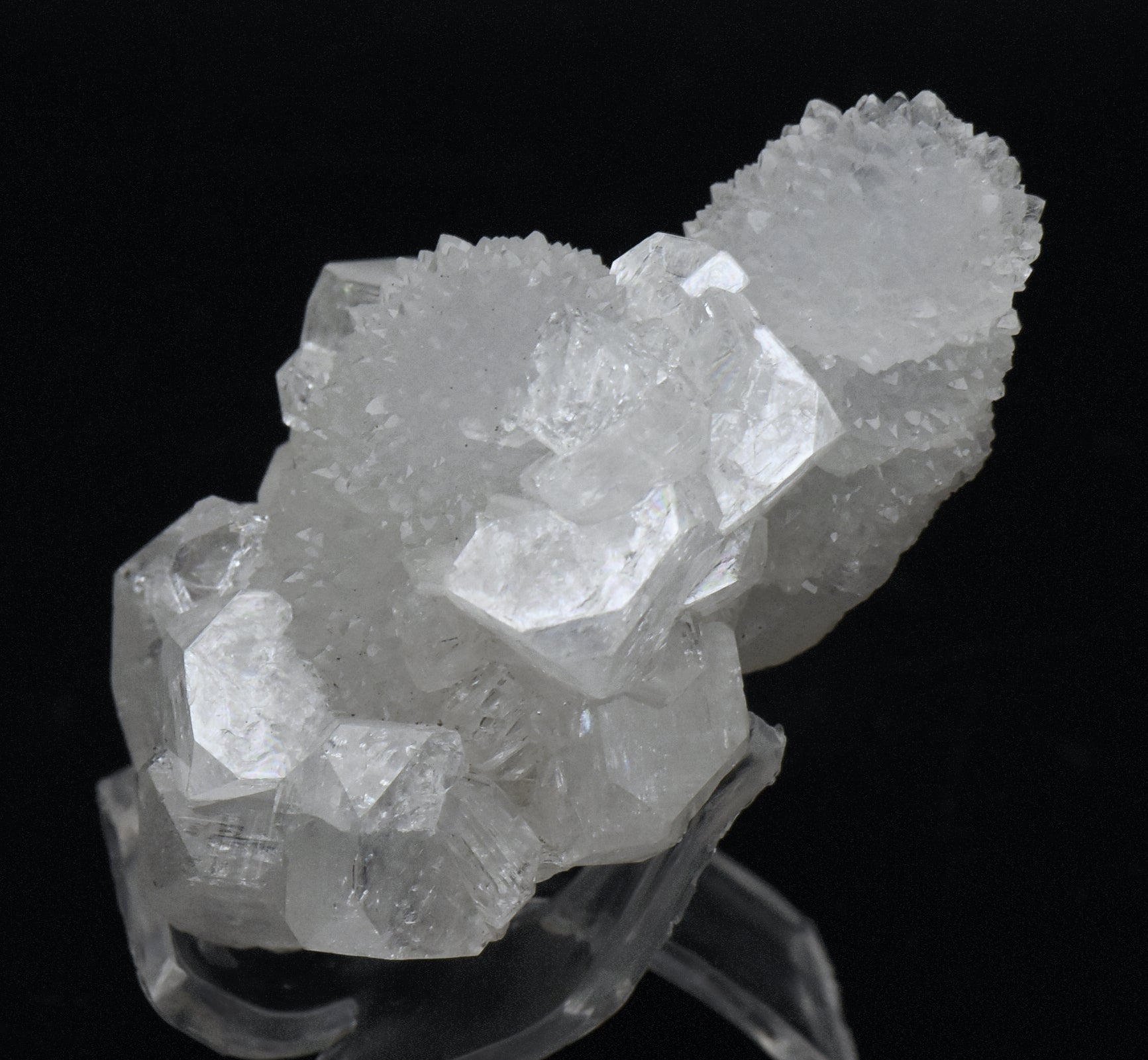 Apophylite Crystal Cluster with Druze - India