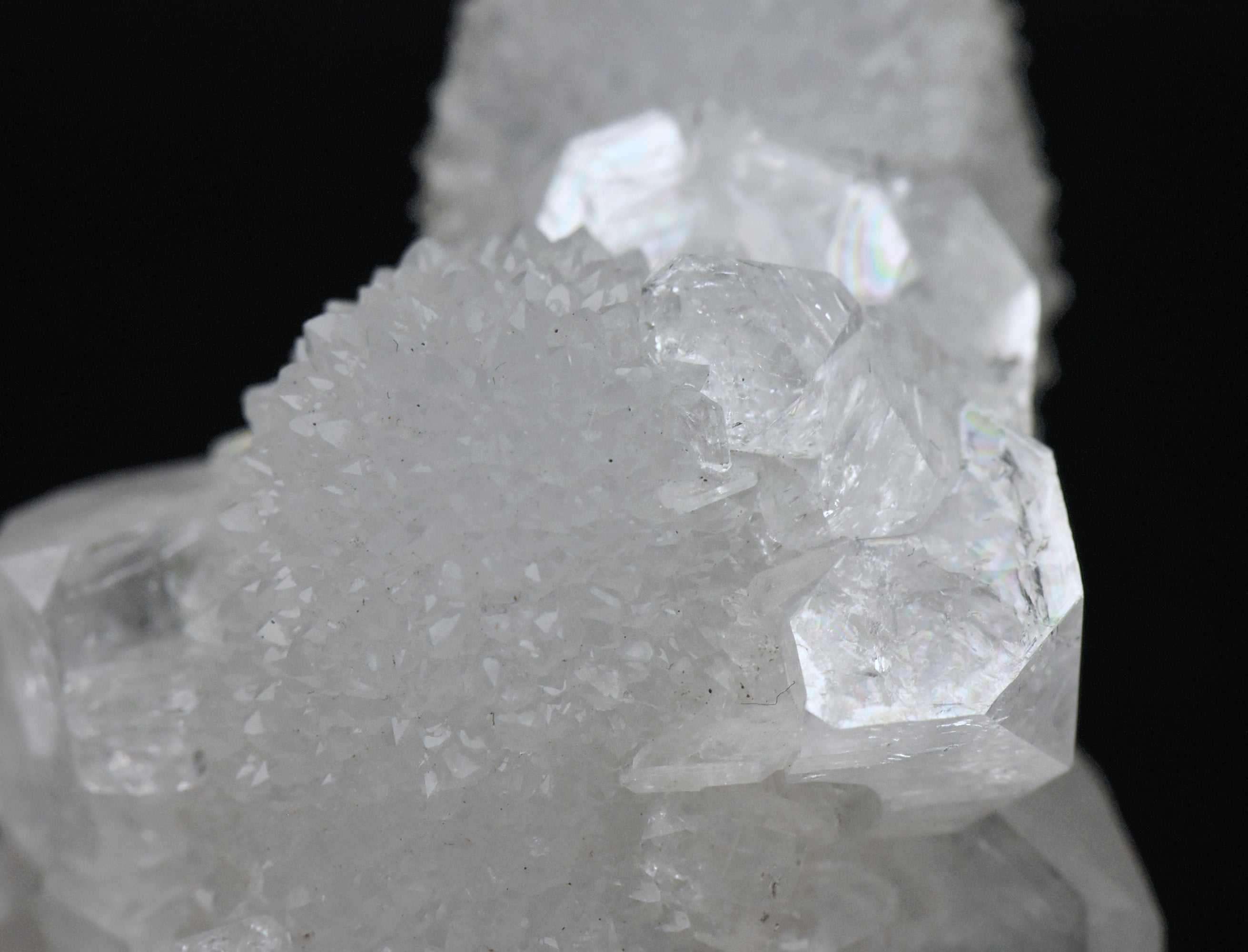 Apophylite Crystal Cluster with Druze - India