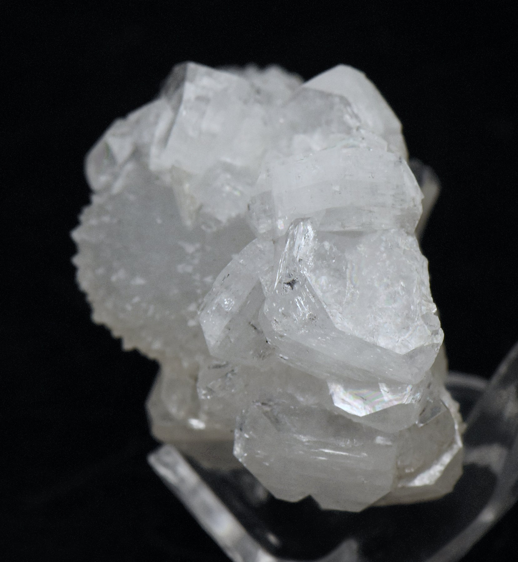Apophylite Crystal Cluster with Druze - India