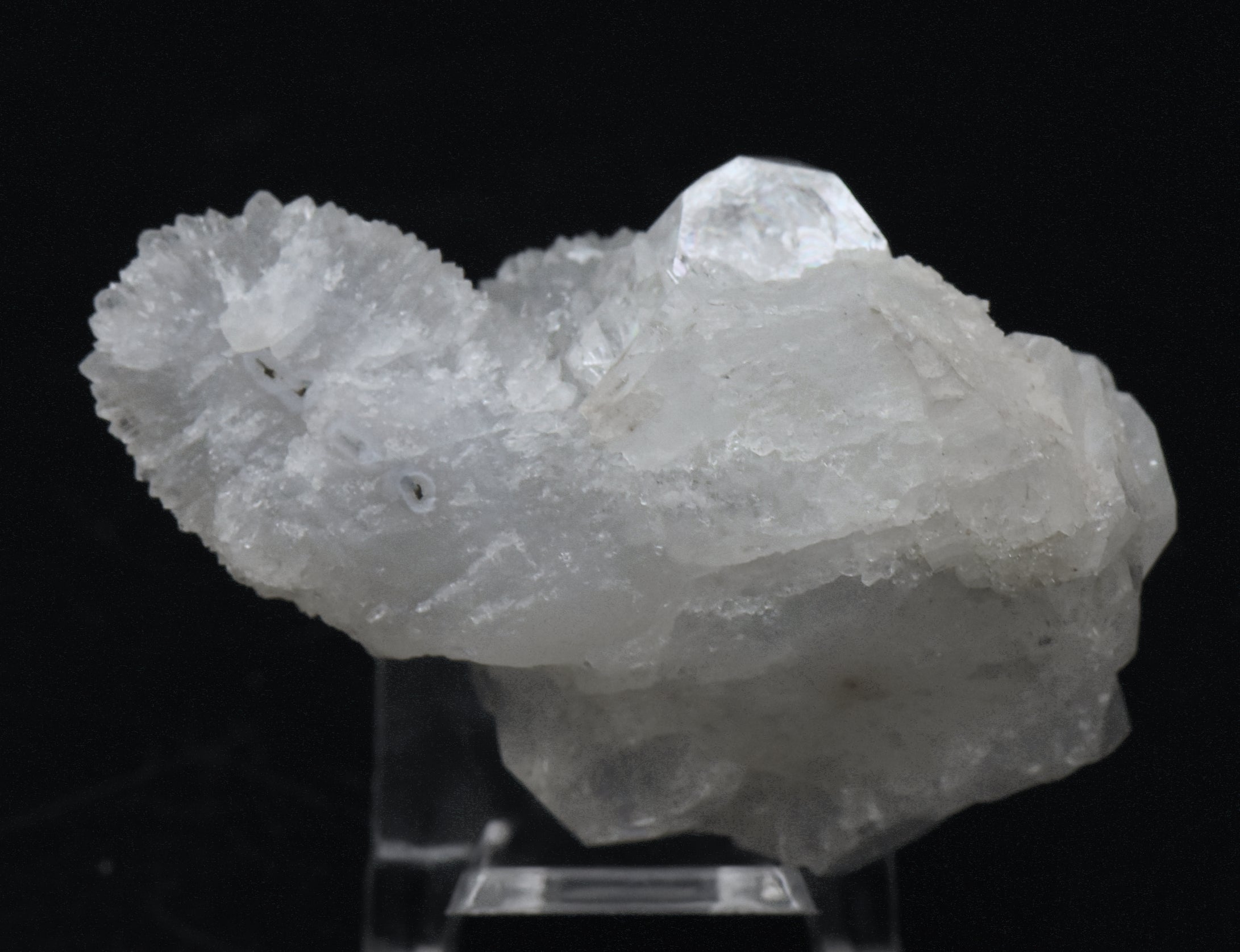 Apophylite Crystal Cluster with Druze - India