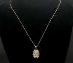 Vintage Opal, Tourmaline and Zircon Sterling Silver Pendant on Sterling Silver Chain Necklace - 20 Inches