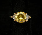 Vintage 18k Gold Plated Yellow CZ Ring - Size 6