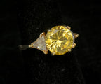 Vintage 18k Gold Plated Yellow CZ Ring - Size 6