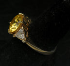 Vintage 18k Gold Plated Yellow CZ Ring - Size 6