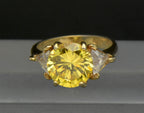 Vintage 18k Gold Plated Yellow CZ Ring - Size 6