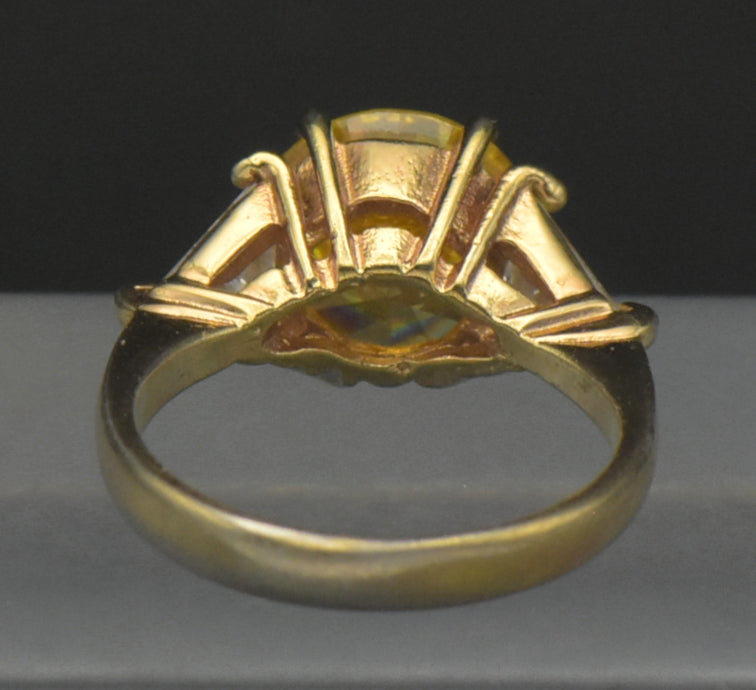 Vintage 18k Gold Plated Yellow CZ Ring - Size 6