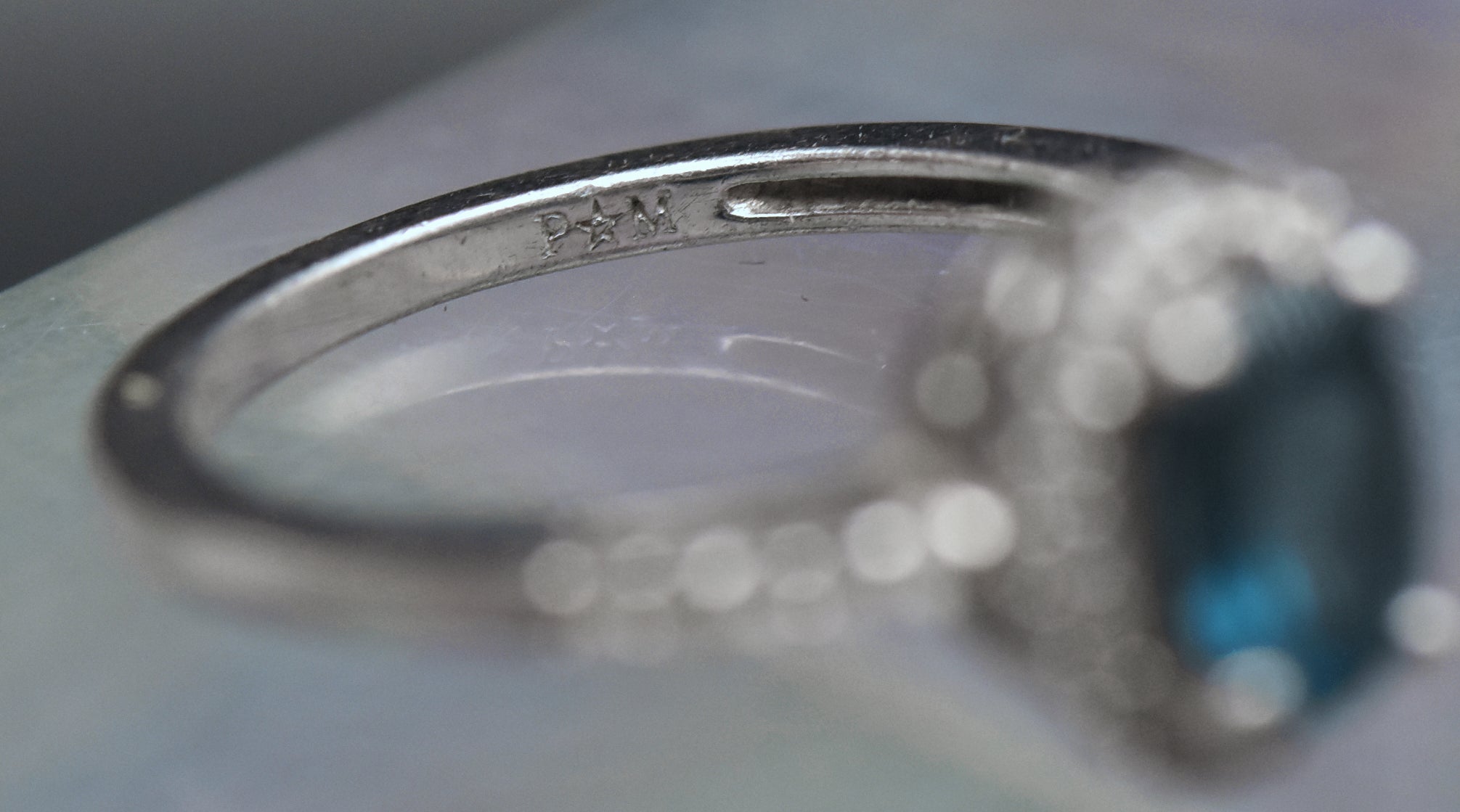 Vintage Blue Topaz Sterling Silver Halo Ring - Size 7