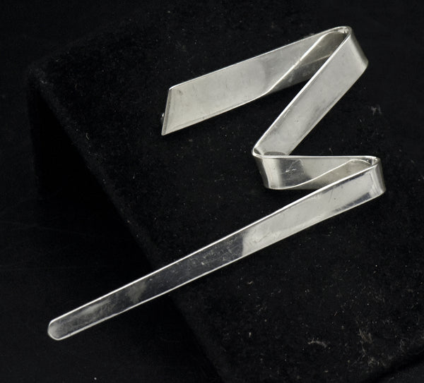 Vintage Handmade Zigzag Sterling Silver Brooch