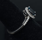 Vintage Blue Topaz Sterling Silver Halo Ring - Size 7