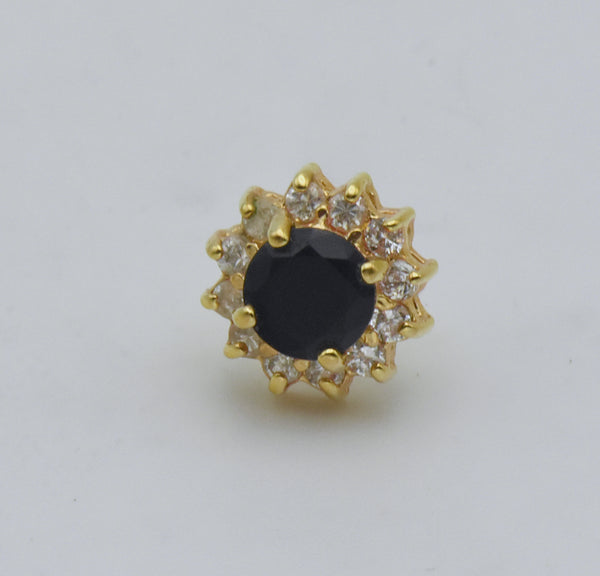 UNMATCHED Vintage 14K Gold Plated Black Onyx and CZ Stud Earring