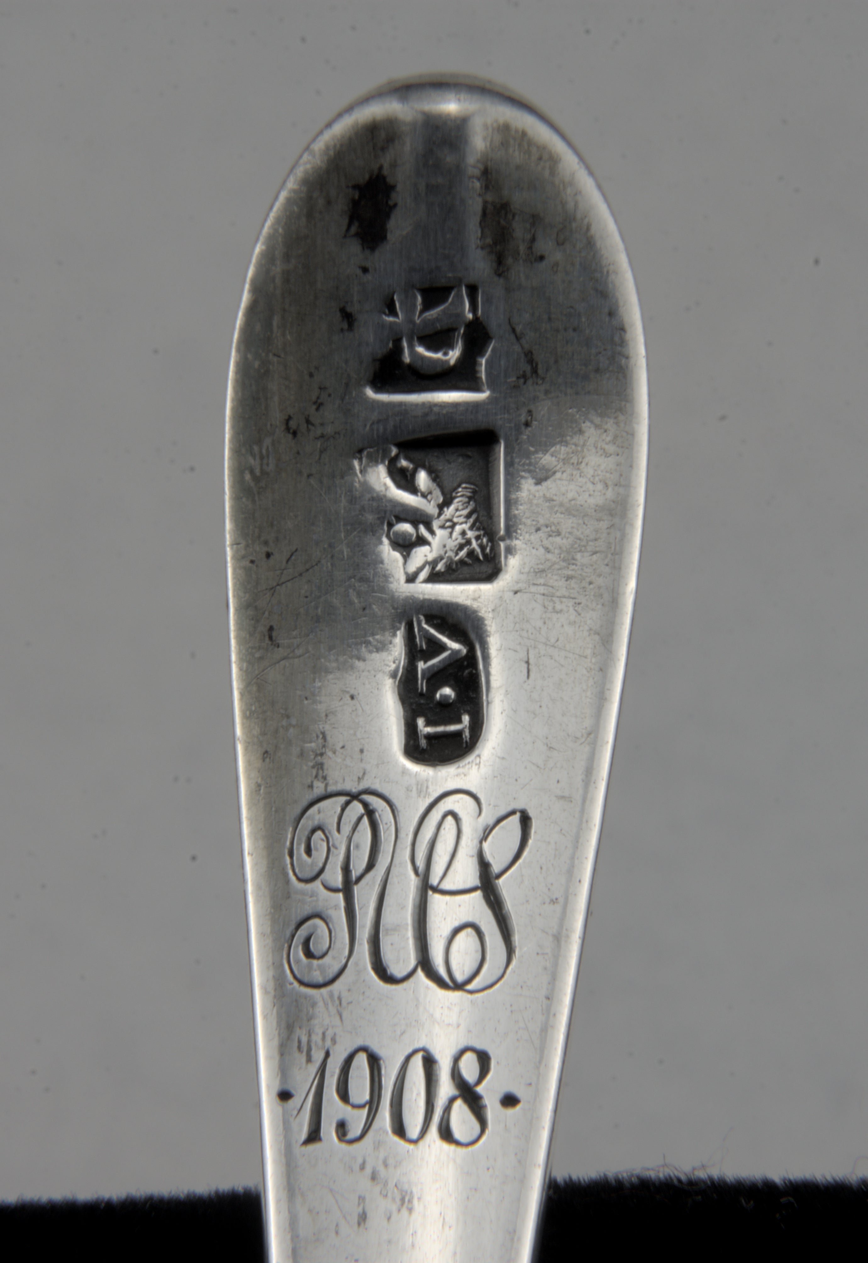 Antique John Vernon 18th Century American Silver Handmade Spoon
