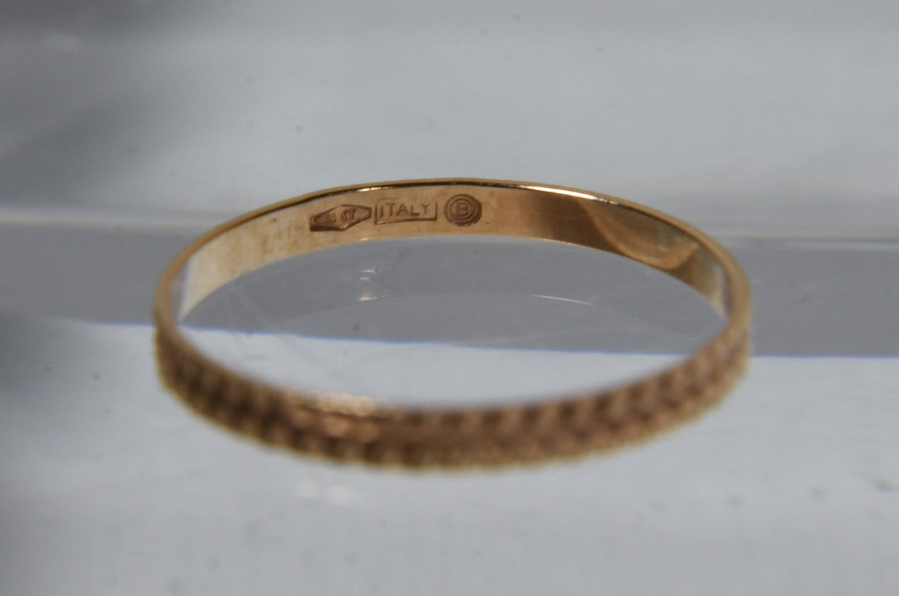 14k Rose Gold Italian Engraved Band Ring - Size 4