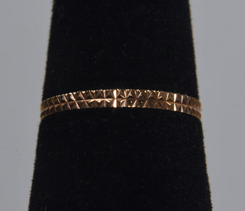 14k Rose Gold Italian Engraved Band Ring - Size 4