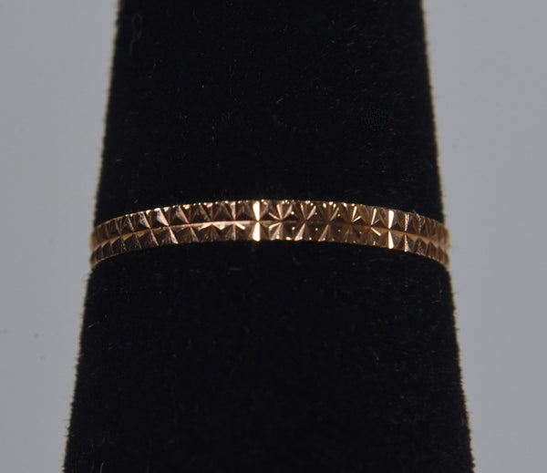 14k Rose Gold Engraved Band Ring - Size 4