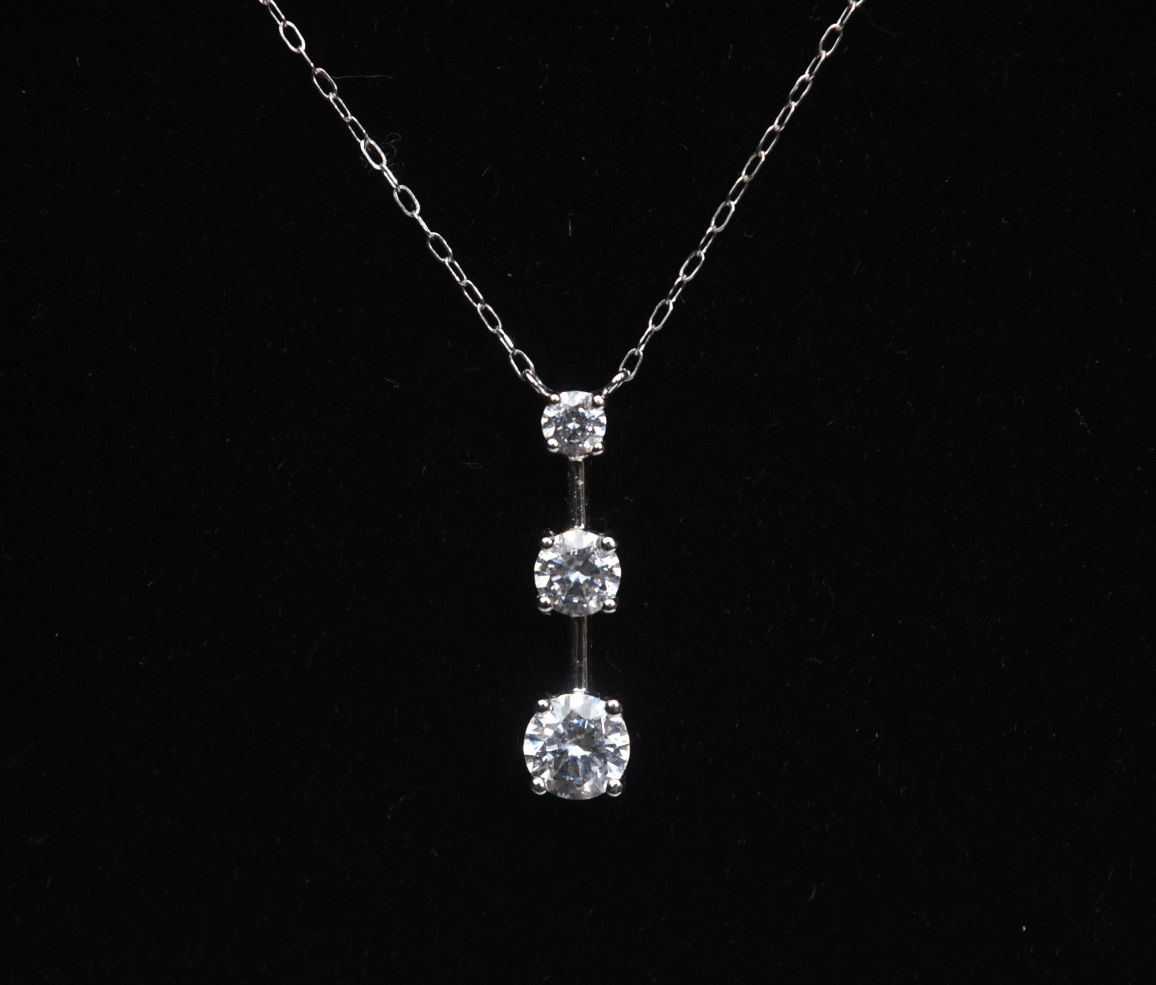 Ross-Simons - 14k White Gold Cubic Zirconia Drop Pendant Chain Necklace