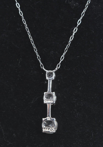 Ross-Simons - 14k White Gold Cubic Zirconia Drop Pendant Chain Necklace