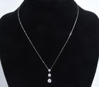 Ross-Simons - 14k White Gold Cubic Zirconia Drop Pendant Chain Necklace