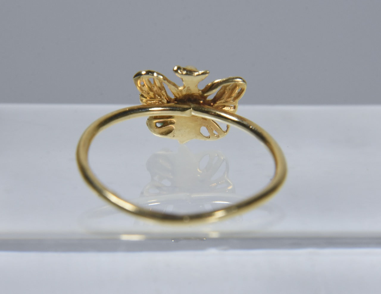 14k Yellow Gold Butterfly Ring with Emerald - Size 2.75