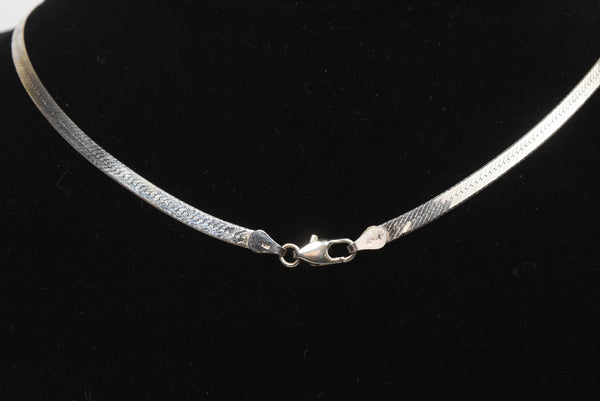 Sterling Silver Herringbone Link Chain Necklace - 16.25"