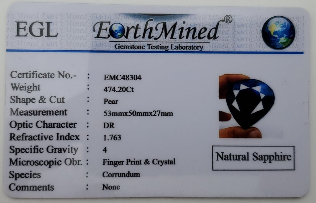 Imitation Blue Sapphire Pear Cut - 474.20ct