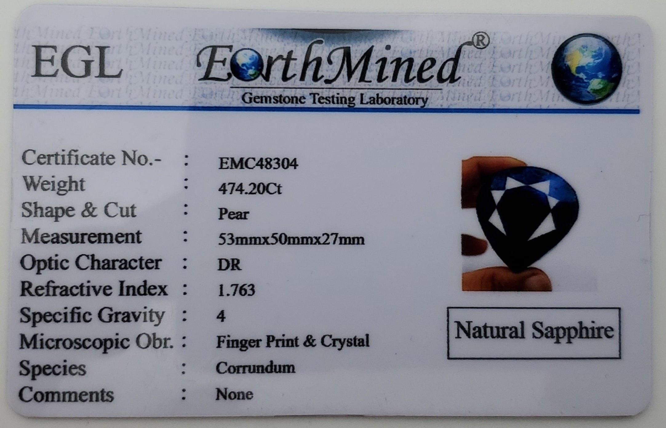 Imitation Blue Sapphire Pear Cut - 474.20ct