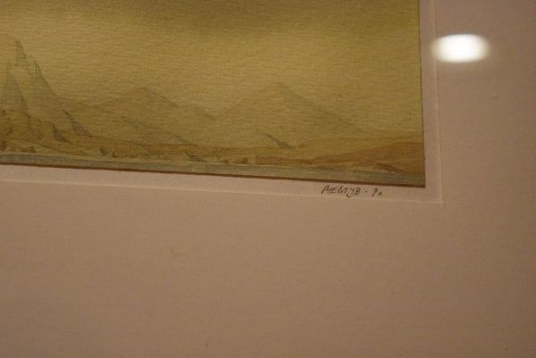 Sergei Meitov - Original Minimalist Watercolor Mountainscape