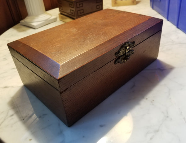 Vintage Wood Hinged Top Latch Box
