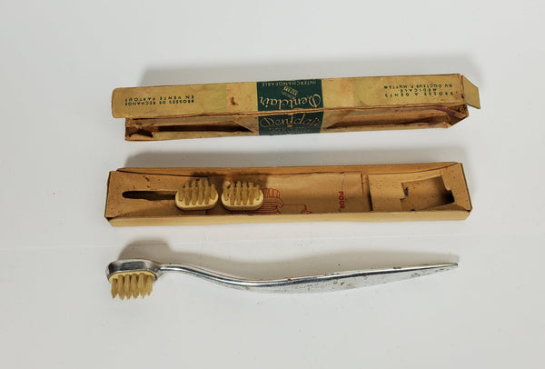 Dentclair - Vintage French Toothbrush in Box w/ 2 Replacement Brush Heads