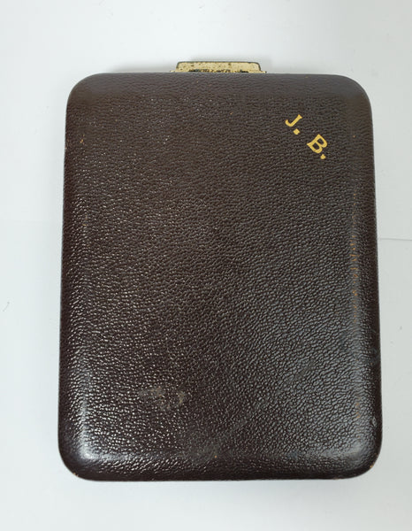 Rogers Lin-Bren - Vintage Leather and Gold Monogrammed Cigarette Case
